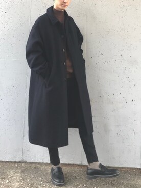 「大学生コーデ」｜「アイテム（ステンカラーコート）」を使った、Yu-kiさん（メンズ・177cm）の冬コーディネート