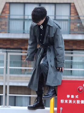 トレンチコートを使った ベルト のメンズ人気ファッションコーディネート Wear