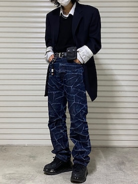 「MARTINE ROSE（マーティンローズ）のアイテム（パンツ）」を使った、いっくんさん（メンズ・172cm）の冬コーディネート
