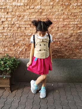 「アイテム（ジャンパースカート）」を使った、aoiさん（キッズ・130cm）の夏コーディネート