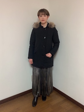 「WOOLRICH（ウールリッチ）のアイテム（ダウンジャケット/コート）」を使った、rikoさん（レディース・160cm）の冬コーディネート