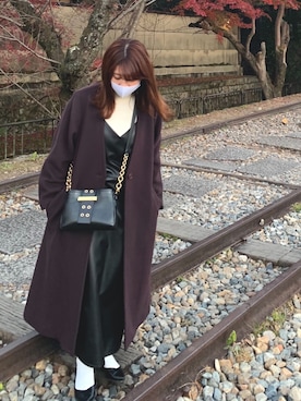 「レザーワンピース」｜「アイテム（その他アウター）」を使った、imrn.さん（レディース・154cm）の冬コーディネート