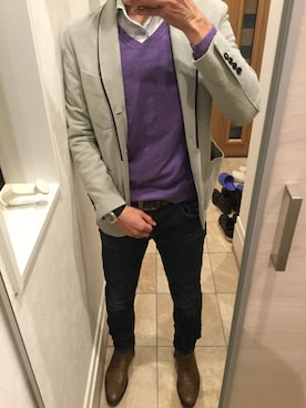 「GAP（ギャップ）のアイテム（その他アウター）」を使った、つくつくぼうしさん（メンズ・174cm）の秋コーディネート