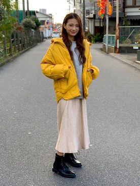 「イエロー」｜「アイテム（ブーツ）」を使った、OF LIFEさん（レディース・160cm）の秋コーディネート
