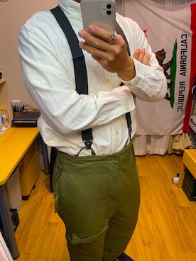 「U.S.ARMYのアイテム（パンツ、グリーン系）」を使った、KATTOパイセンさん（メンズ・182cm）の春コーディネート