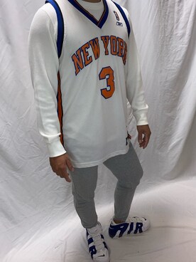 「Reebok（リーボック）のアイテム（タンクトップ、ホワイト系）」を使った、KATTOパイセンさん（メンズ・182cm）の春コーディネート