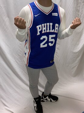 「NIKE（ナイキ）のアイテム（タンクトップ、ブルー系）」を使った、KATTOパイセンさん（メンズ・182cm）の春コーディネート