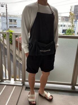 「UNIQLO（ユニクロ）のワッフルヘンリーネックT（長袖）（Tシャツ/カットソー、ホワイト系）」を使った、KATTOパイセンさん（メンズ・182cm）の春コーディネート