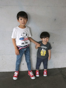 「Familiar （ファミリア）のアイテム（パンツ）」を使った、はるるさん（キッズ・90cm）の夏コーディネート