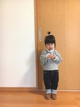 「2歳3ヶ月」｜「アイテム（スウェット）」を使った、ユナ◡̈⃝︎さん（キッズ・90cm）の春コーディネート
