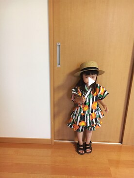 「apres les cours（アプレレクール）のアイテム（浴衣）」を使った、ユナ◡̈⃝︎さん（キッズ・90cm）の夏コーディネート