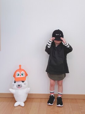 「アイテム（スカート）」を使った、ユナ◡̈⃝︎さん（キッズ・90cm）の春コーディネート