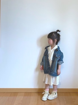 「アイテム（シャツワンピース）」を使った、ユナ◡̈⃝︎さん（キッズ・90cm）の春コーディネート