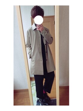 「アイテム（ステンカラーコート）」を使った、kooさん（メンズ・166cm・10代）の春コーディネート