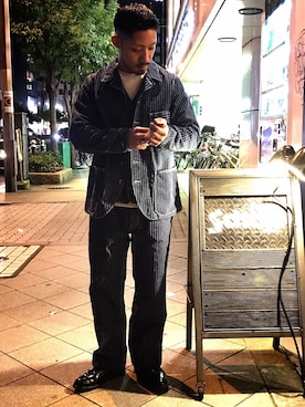 「ストライプ」｜「アイテム（ブルゾン）」を使った、matsuokaさん（メンズ・170cm）の冬コーディネート