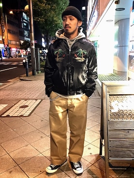 「schott（ショット）のアイテム（帽子）」を使った、matsuokaさん（メンズ・170cm）の冬コーディネート