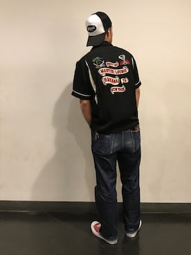 「schott（ショット）のアイテム（帽子）」を使った、matsuokaさん（メンズ・170cm）の春コーディネート