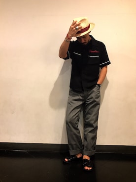 「schott（ショット）のアイテム（帽子）」を使った、matsuokaさん（メンズ・170cm）の夏コーディネート