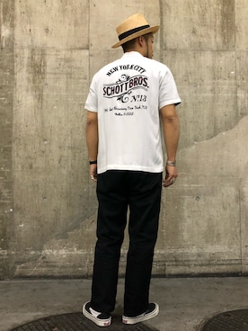 「schott（ショット）のアイテム（帽子）」を使った、matsuokaさん（メンズ・170cm）の春コーディネート