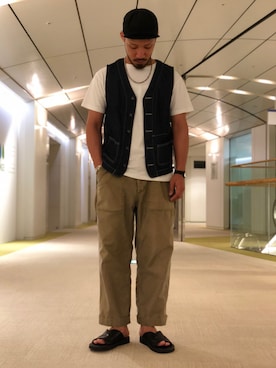 「schott（ショット）のアイテム（シューズ）」を使った、matsuokaさん（メンズ・170cm）の夏コーディネート