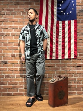 「schott（ショット）のアイテム（シューズ）」を使った、matsuokaさん（メンズ・170cm）の夏コーディネート