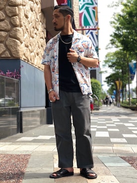 「schott（ショット）のアイテム（シューズ）」を使った、matsuokaさん（メンズ・170cm）の夏コーディネート