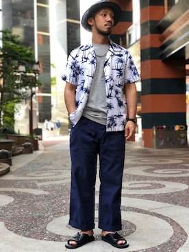 「柄シャツ」｜matsuokaさん（メンズ・170cm）の夏コーディネート