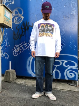 「schott（ショット）のアイテム（帽子）」を使った、matsuokaさん（メンズ・170cm）の夏コーディネート