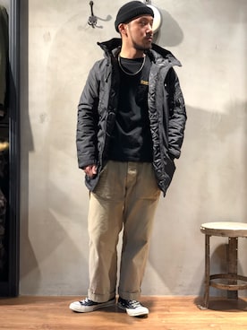「アイテム（ミリタリージャケット）」を使った、matsuokaさん（メンズ・170cm・20代）の冬コーディネート