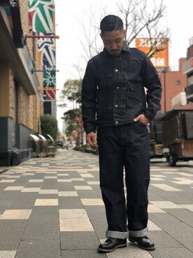 「アイテム（デニムジャケット）」を使った、matsuokaさん（メンズ・170cm・20代）の春コーディネート