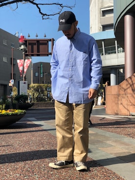 「schott（ショット）のアイテム（帽子）」を使った、matsuokaさん（メンズ・170cm）の春コーディネート