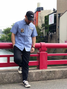 「schott（ショット）のアイテム（帽子）」を使った、matsuokaさん（メンズ・170cm）の春コーディネート