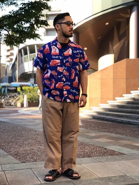 「アイテム（チノパンツ）」を使った、matsuokaさん（メンズ・170cm・20代）の夏コーディネート