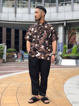 「schott（ショット）のアイテム（シューズ）」を使った、matsuokaさん（メンズ・170cm）の夏コーディネート