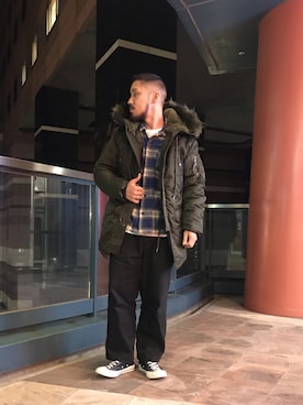 「アイテム（ミリタリージャケット）」を使った、matsuokaさん（メンズ・170cm・20代）の冬コーディネート
