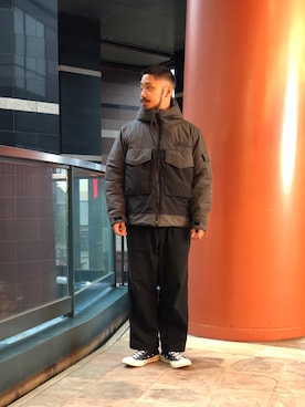 「スタッフセンバツ」｜「アイテム（ミリタリージャケット）」を使った、matsuokaさん（メンズ・170cm）の冬コーディネート