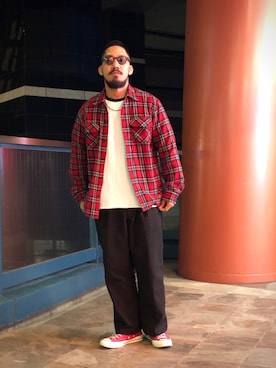 「ネルシャツ」｜matsuokaさん（メンズ・170cm）の冬コーディネート