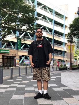 「黒Tシャツ」｜「アイテム（ベスト、ブラック系）」を使った、matsuokaさん（メンズ・170cm）の夏コーディネート
