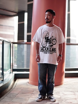 「CONVERSE（コンバース）のCANVAS ALL STAR J OX   J　32167431（スニーカー）」を使った、matsuokaさん（メンズ・170cm）の夏コーディネート