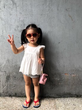 「Carter's（カーターズ）のアイテム（パンツ）」を使った、小奈奈さん（キッズ・74cm）の夏コーディネート