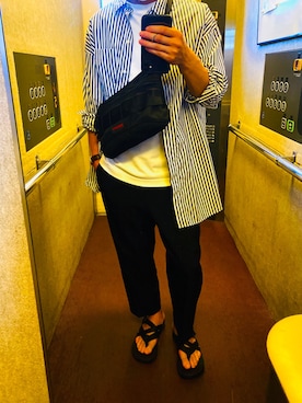 「UU（ユニクロ　アンダーカバー）のアイテム（パンツ）」を使った、MERCiさん（メンズ・169cm）の秋コーディネート