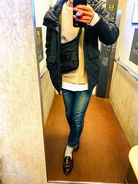 「A.P.C.」｜「アイテム（ブルゾン）」を使った、MERCiさん（メンズ・169cm）の冬コーディネート