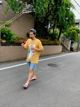 「BRAIN DEAD（ブレインデット）のアイテム（トップス）」を使った、MASATOSHI KOMORIさん（メンズ・173cm）の夏コーディネート