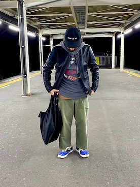 「マルジェラ」｜「アイテム（ライダースジャケット）」を使った、MASATOSHI KOMORIさん（メンズ・173cm）の秋コーディネート