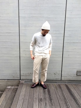 「RRL（ダブル アール エル）のアイテム（チノパンツ）」を使った、MASATOSHI KOMORIさん（メンズ・173cm）の春コーディネート