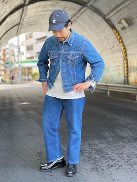 「Munsingwear（マンシングウェア）のアイテム（帽子）」を使った、MASATOSHI KOMORIさん（メンズ・173cm）の冬コーディネート