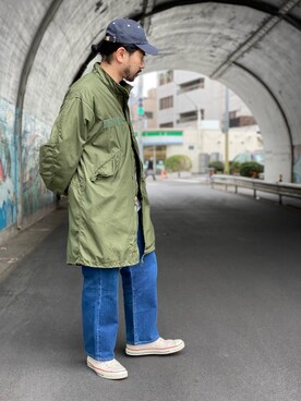 「Munsingwear（マンシングウェア）のアイテム（帽子）」を使った、MASATOSHI KOMORIさん（メンズ・173cm）の冬コーディネート
