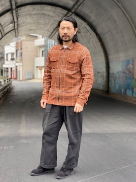 「レースアップシューズ」｜「アイテム（その他アウター）」を使った、MASATOSHI KOMORIさん（メンズ・173cm）の冬コーディネート