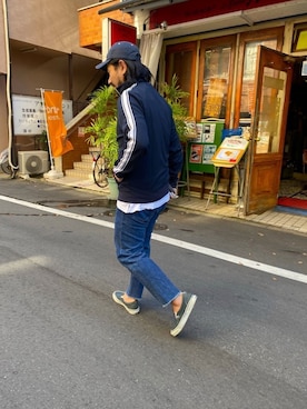 「Munsingwear（マンシングウェア）のアイテム（帽子）」を使った、MASATOSHI KOMORIさん（メンズ・173cm）の秋コーディネート