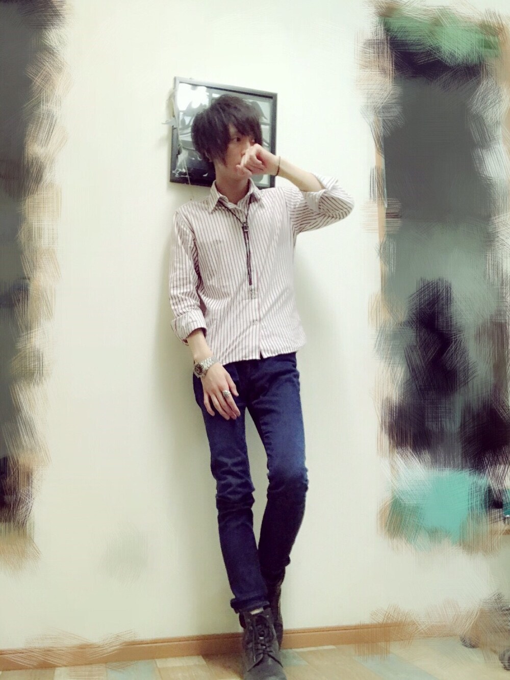 「TAKEO KIKUCHIのアイテム（シャツ/ブラウス、レッド系）」を使った、だいすけぴょんさん（メンズ・178cm）の夏コーディネートの1枚目の写真